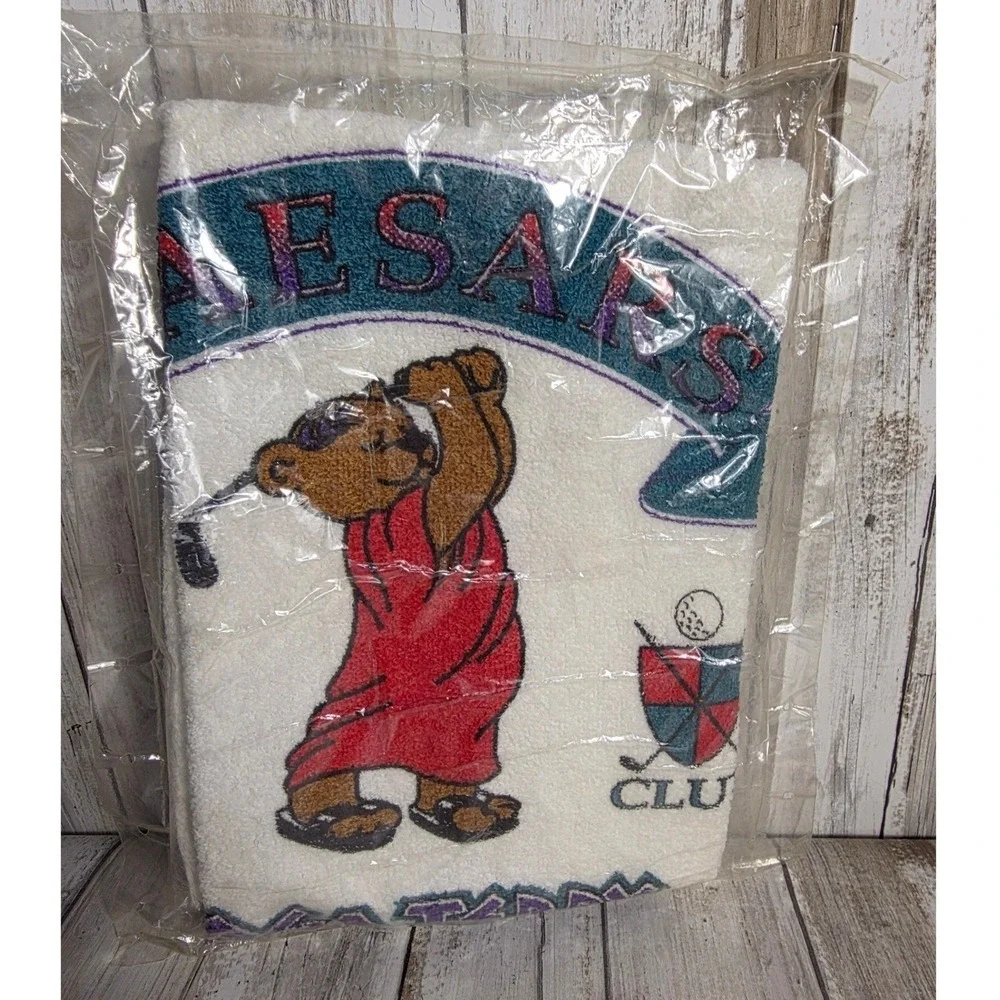 Vintage Caesars Palace Vegas Teddy Golf Towel New Sealed Toga‎ Bear Las Vegas